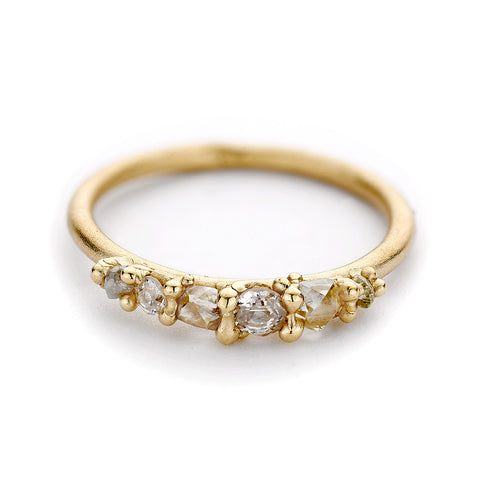 Five Stone Mixed Raw Diamond Engagement Ring by Ruth Tomlinson, handmade in London
