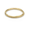 Yellow gold ladies wedding band with detailed edge from Ruth Tomlinson