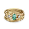 Emerald and Filigree Ring with Antique Diamonds